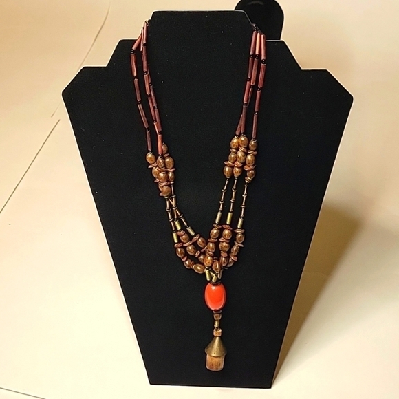 Vintage Jewelry - VINTAGE multistrand handmade beaded necklace.